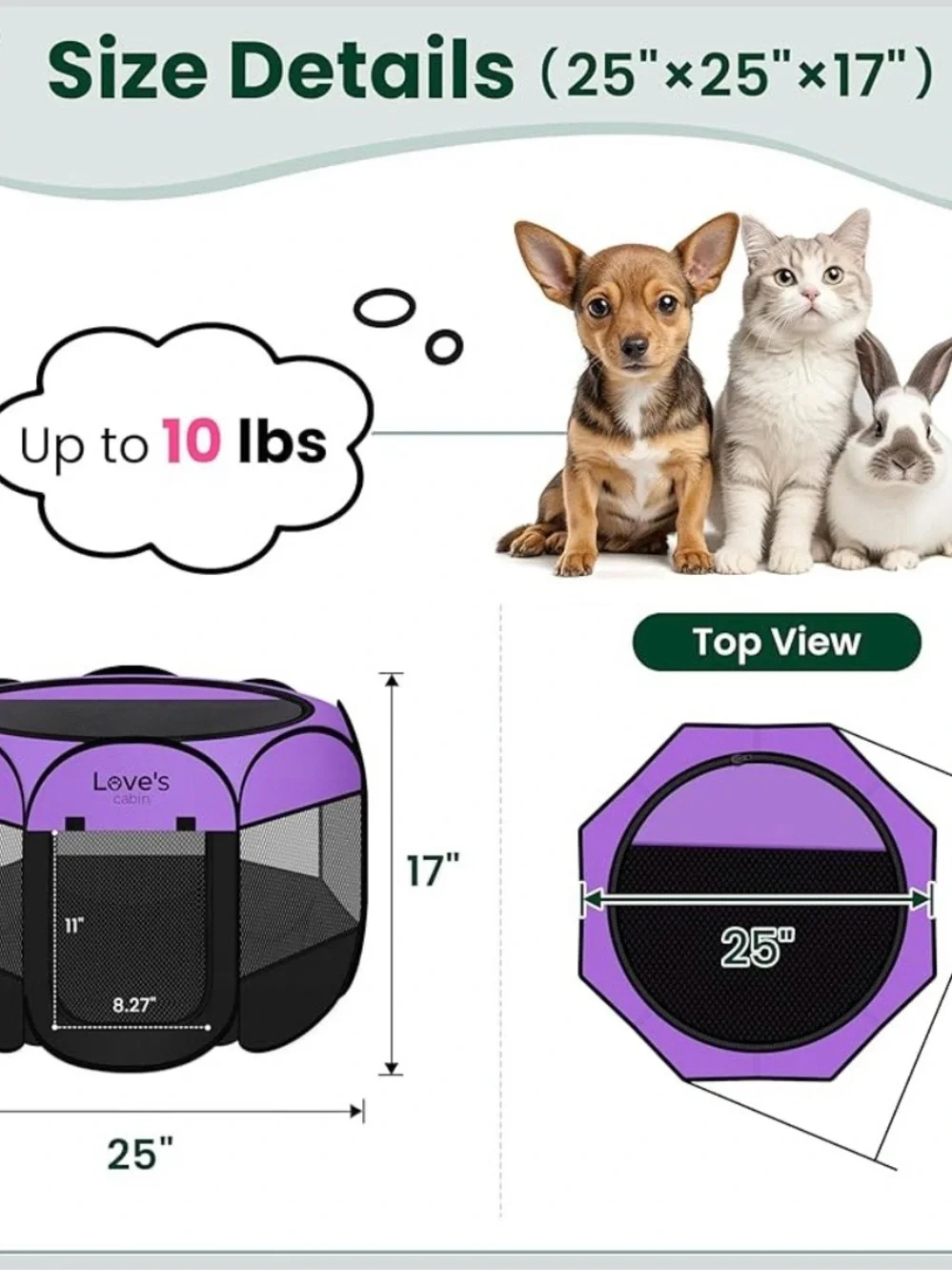 Love's Cabin Portable Playpen - Purple & Black